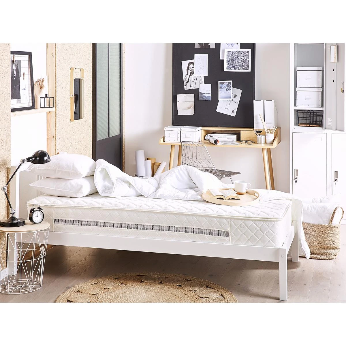 Beliani-GLORY-Pocketveringmatras Medium-Wit-90 X 200 Cm-Polyester - Afbeelding 2