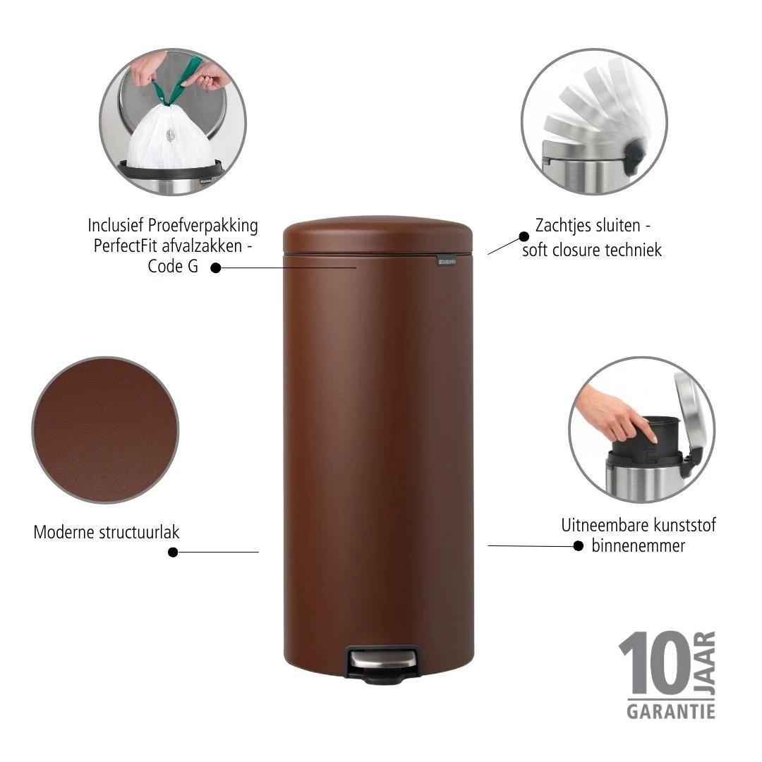 Brabantia NewIcon Pedaalemmer 30 Liter - Mineral Cosy Brown - Afbeelding 15