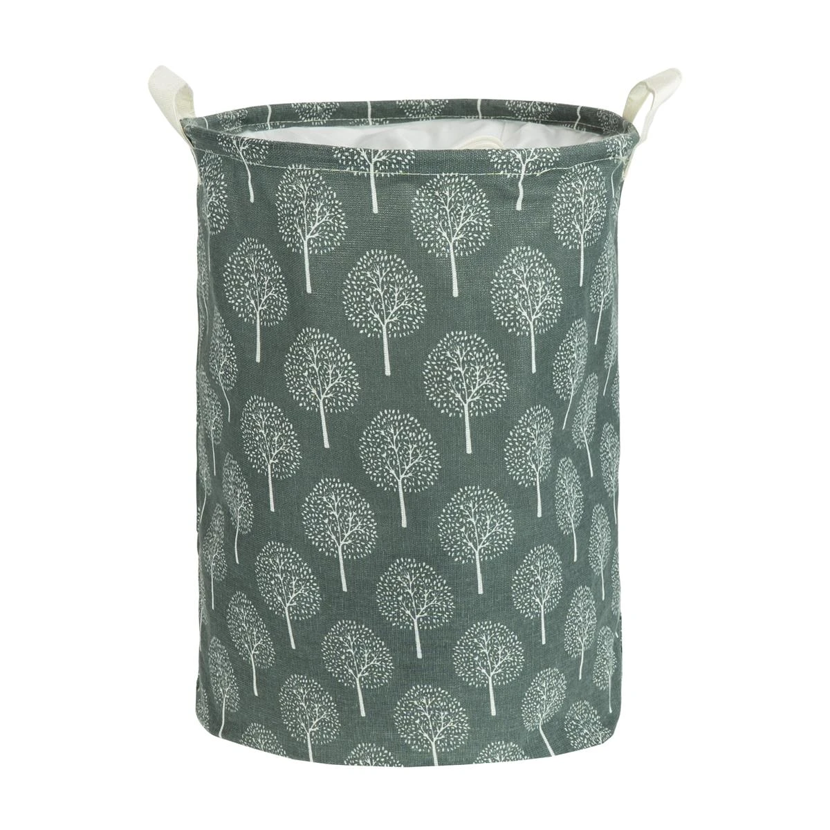 QUVIO Wasmand Rond Stof - Boom - Grijs