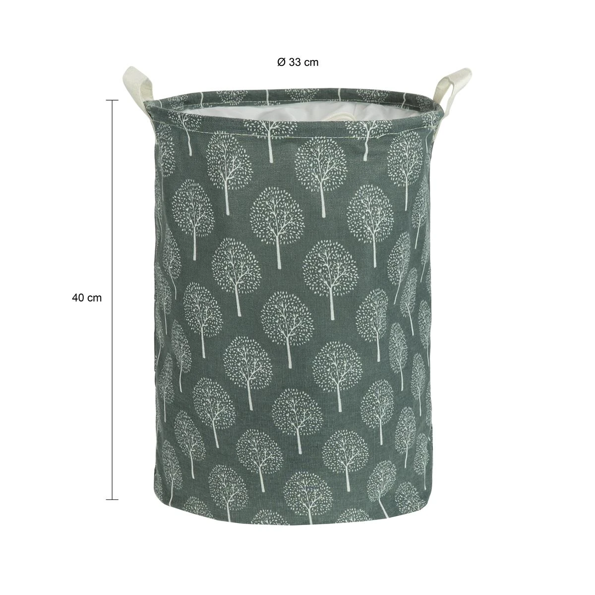 QUVIO Wasmand Rond Stof - Boom - Grijs - Afbeelding 3