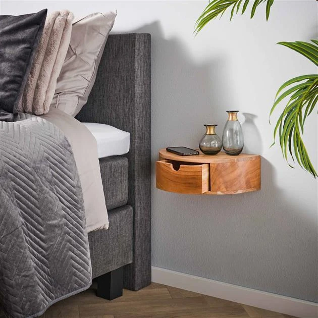 Hoyz - Nachtkastje 1L Curve - Massief Acacia Naturel - Afbeelding 2