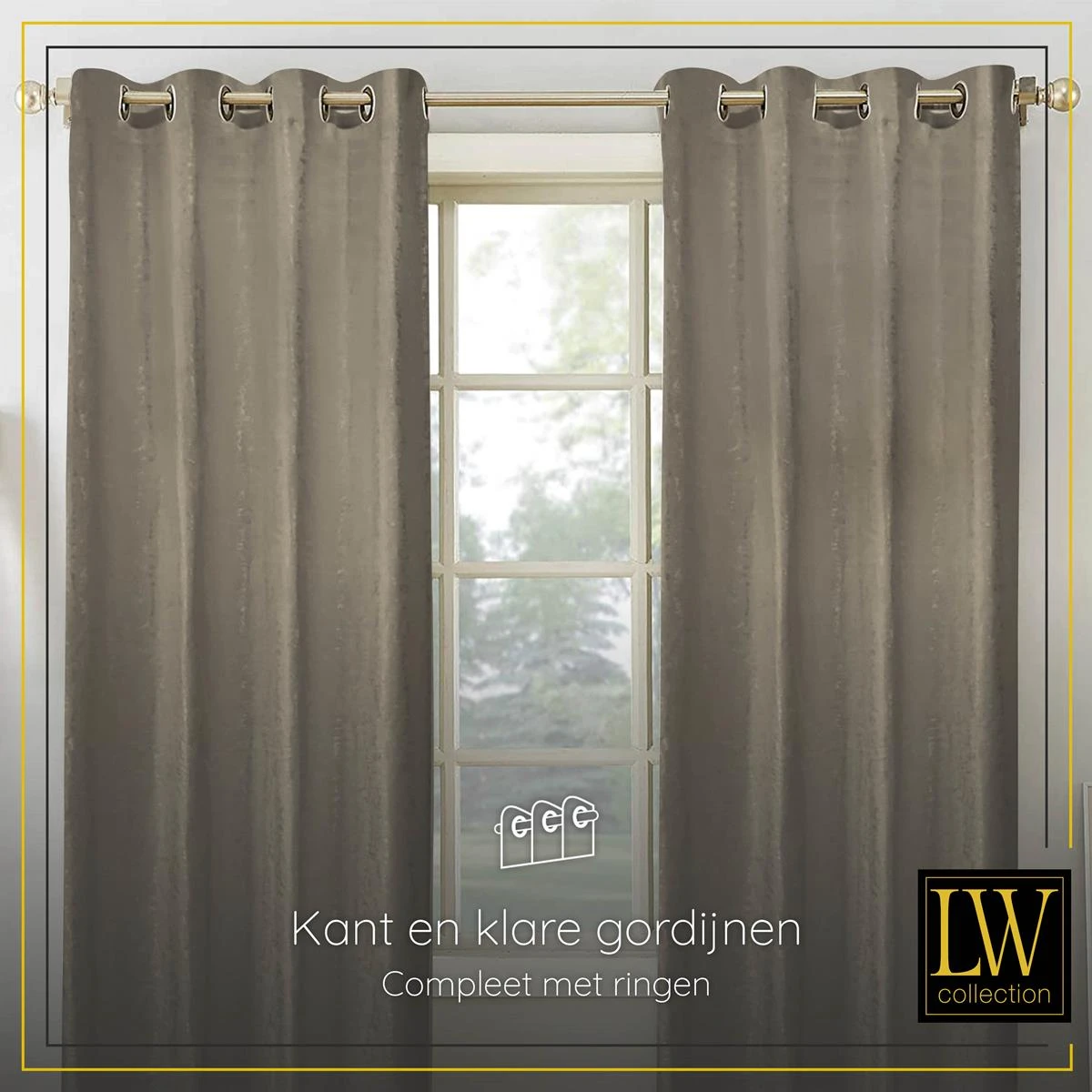 LW Collection Kant En Klaar Gordijnen Taupe 140x270cm - Afbeelding 3