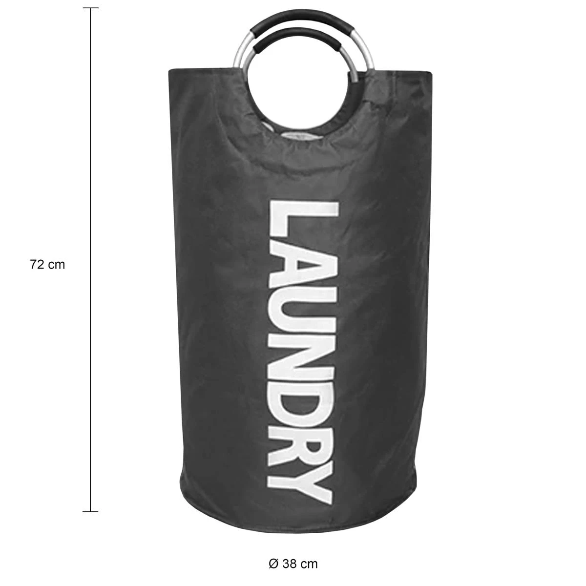 QUVIO Wasmand Met Handvaten - LAUNDRY - Antraciet - Afbeelding 3