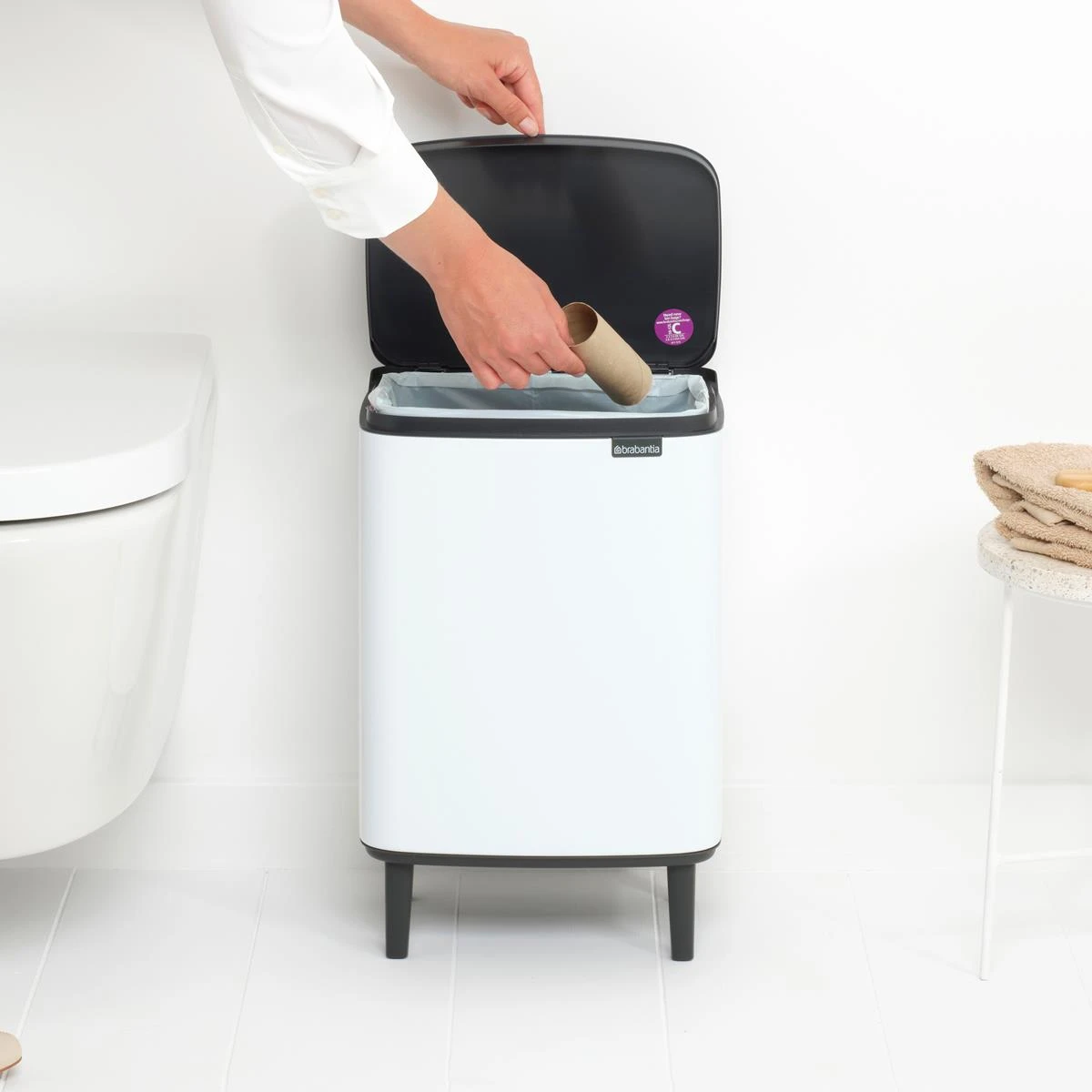 Brabantia Bo Hi Afvalemmer 12 L - White - Afbeelding 5