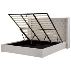 Beliani-LUBBON -Bed Met Opbergruimte-Lichtgrijs-180 X 200 Cm-Fluweel
