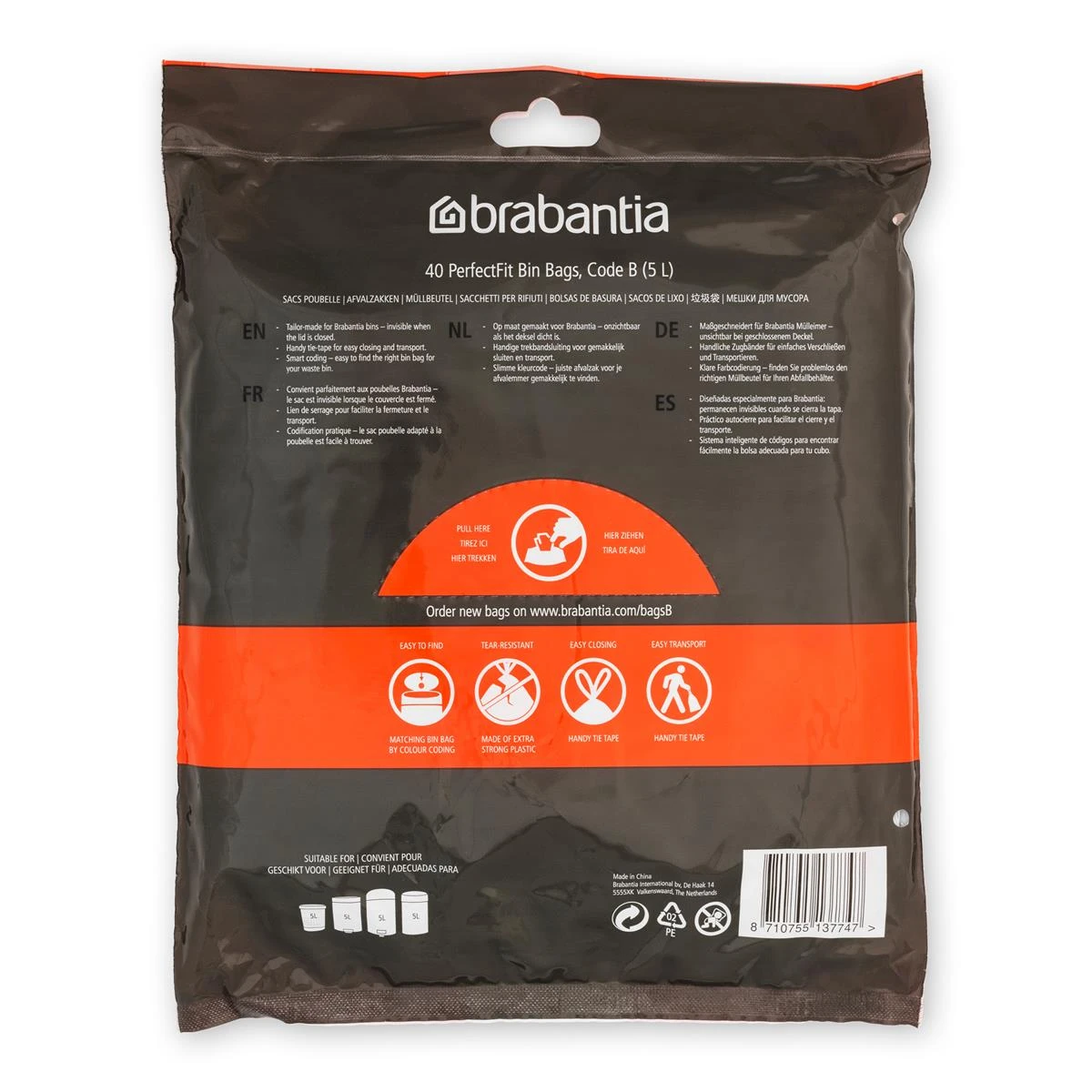 Brabantia PerfectFit Type B Afvalzakken 5 L - 40 Zakken - Afbeelding 5