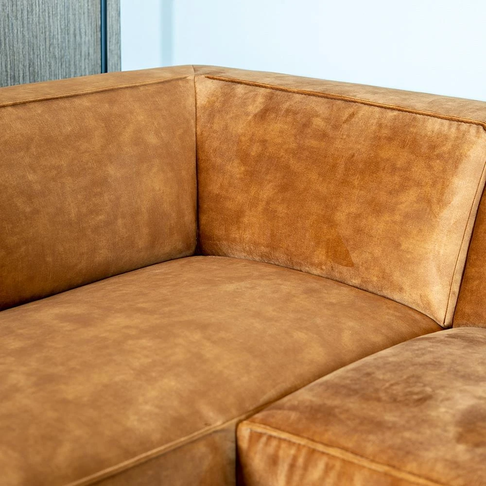 Bronx71 Velvet Hoekbank Memphis Okergeel Links - Afbeelding 9