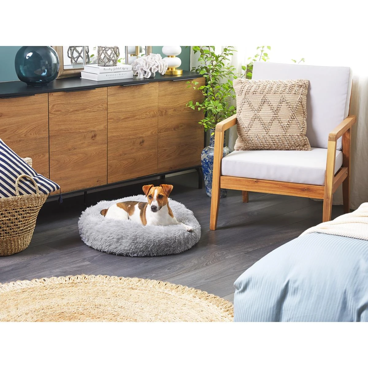 Beliani - KULU - Dierenbed - Lichtgrijs - Nepbont - Afbeelding 2