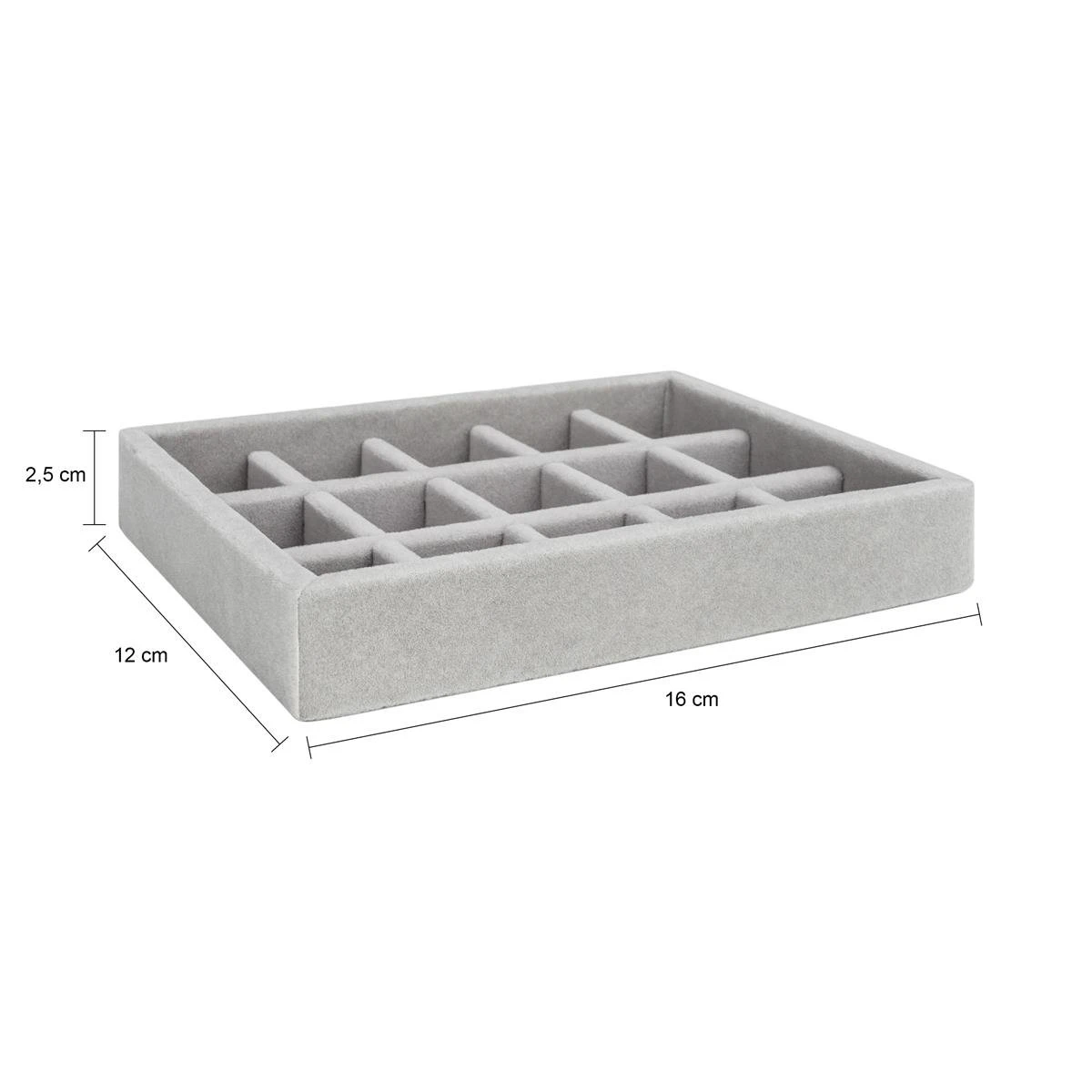 LYVION Sieradendoos Met 15 Vakken - Fluweel - Grijs - Afbeelding 3