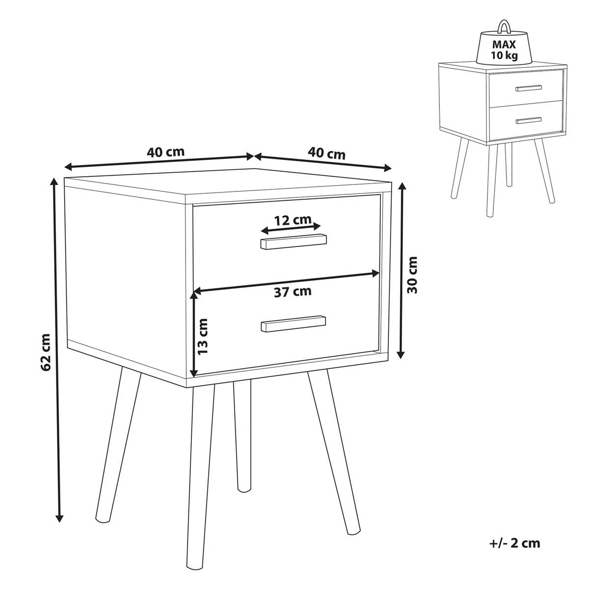 Beliani - ALABAMA - Nachtkastje - Wit - MDF - Afbeelding 11