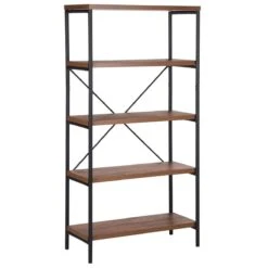 Beliani - BRISBANE L - Boekenkast - Donkere Houtkleur - MDF