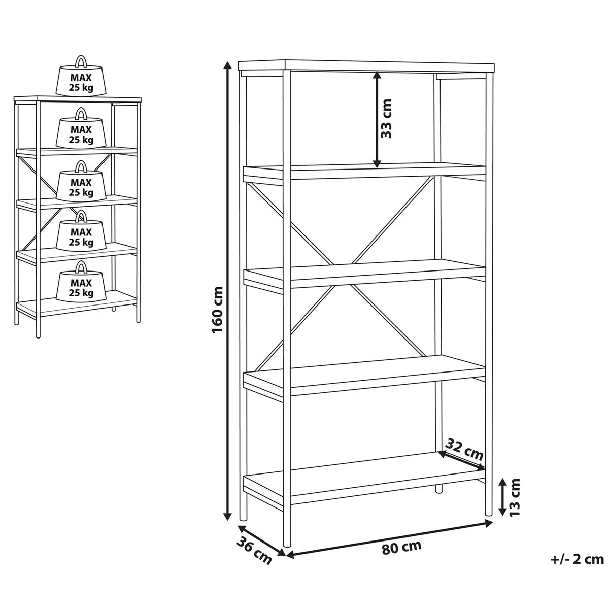 Beliani - BRISBANE L - Boekenkast - Donkere Houtkleur - MDF - Afbeelding 11