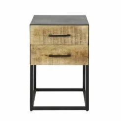 Hoyz - Nachtkastje Metal Wood - Massief Mangohout - 40x40x60
