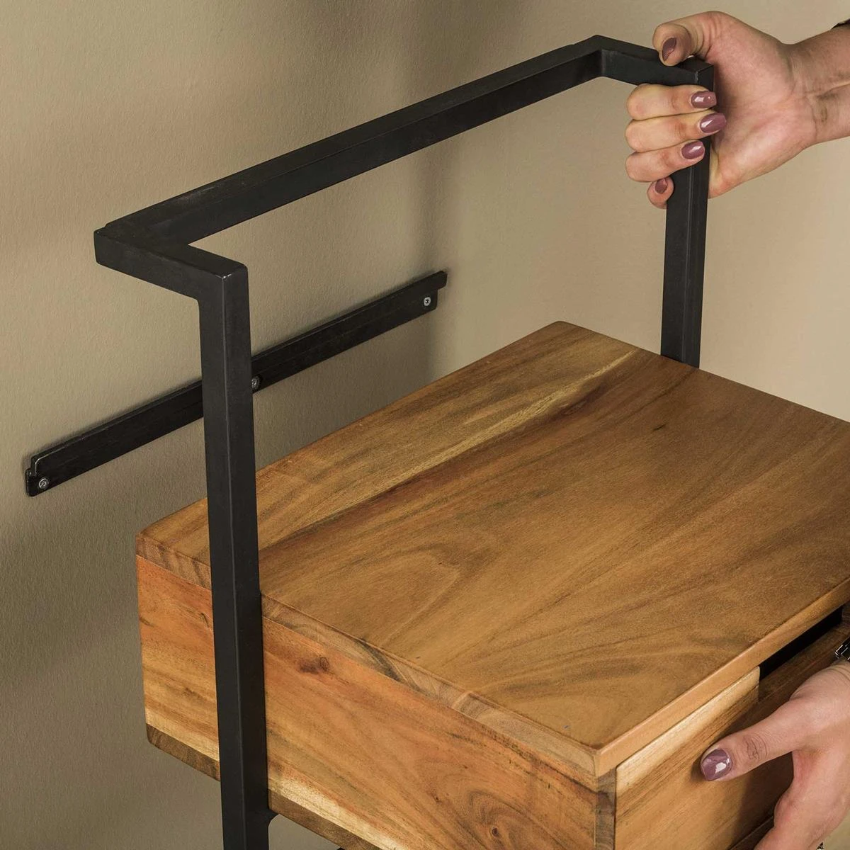 Hoyz - Hangend Nachtkastje - 1 Lade - Air Solid - Bruin - Afbeelding 4