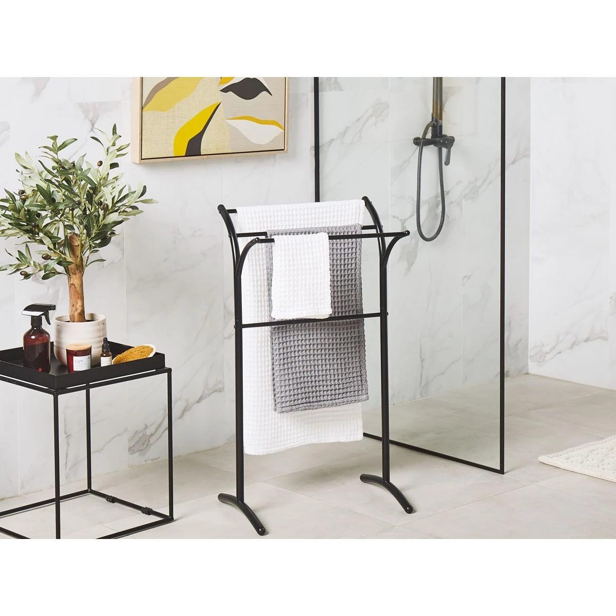 Beliani - YOPAL - Handdoekrek - Zwart - Staal - Afbeelding 2