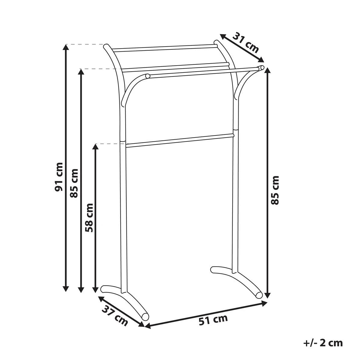 Beliani - YOPAL - Handdoekrek - Zwart - Staal - Afbeelding 5