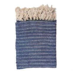 Clayre & Eef Plaid 150x180 Cm Blauw Katoen Deken