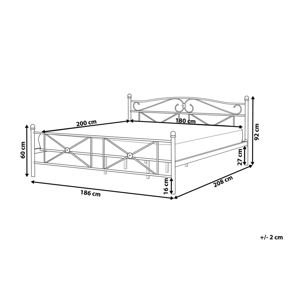 Beliani - RODEZ - Tweepersoonsbed - Zwart - 180 X 200 Cm - Metaal - Afbeelding 11