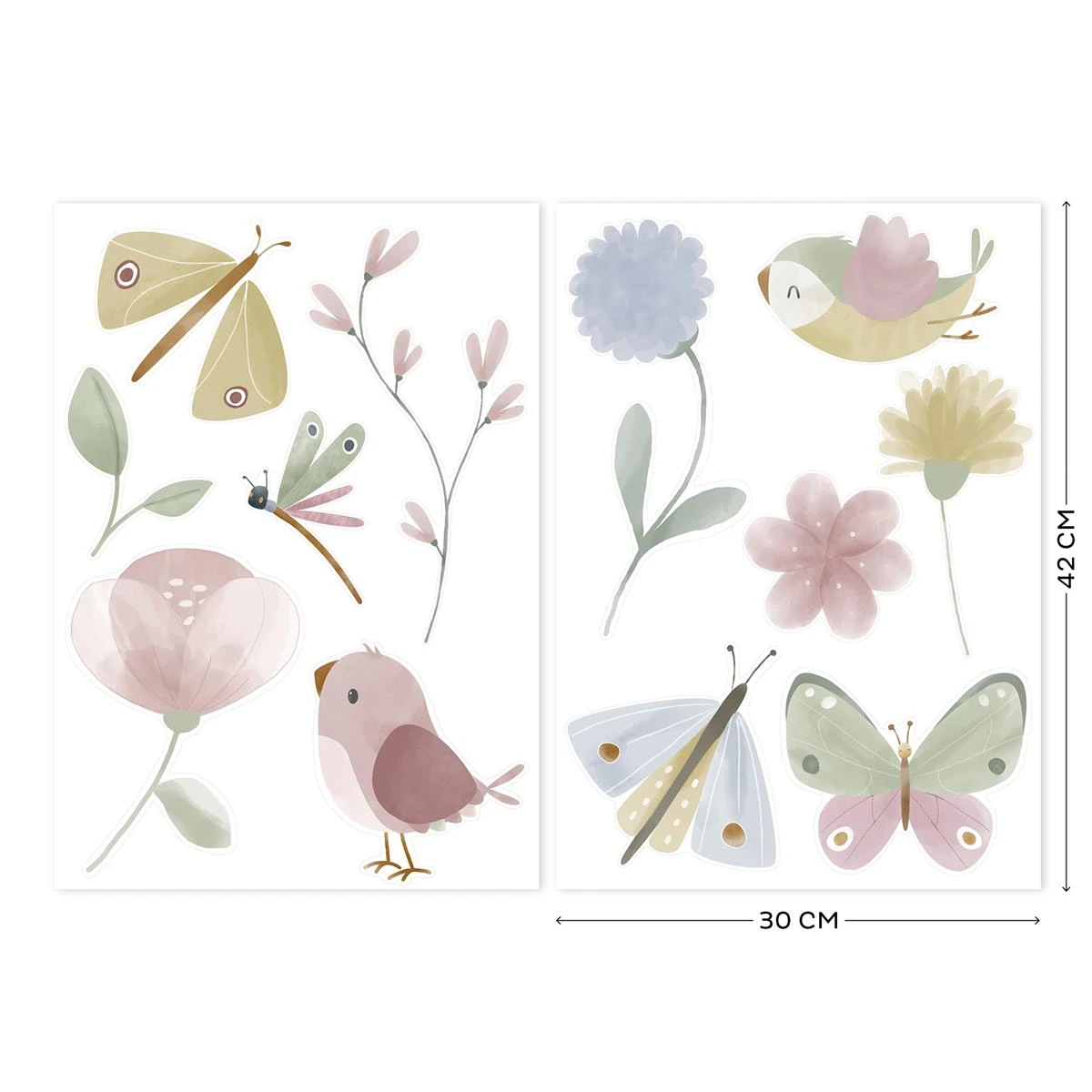 Little Dutch | Luxe Muurstickers - Flowers & Butterflies - 2x 42x30cm