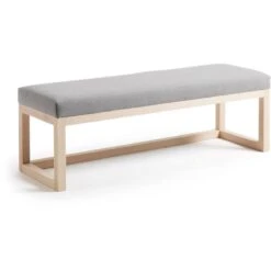 Kave Home - Bankje Loya Grijs Massief Beukenhout 128 Cm