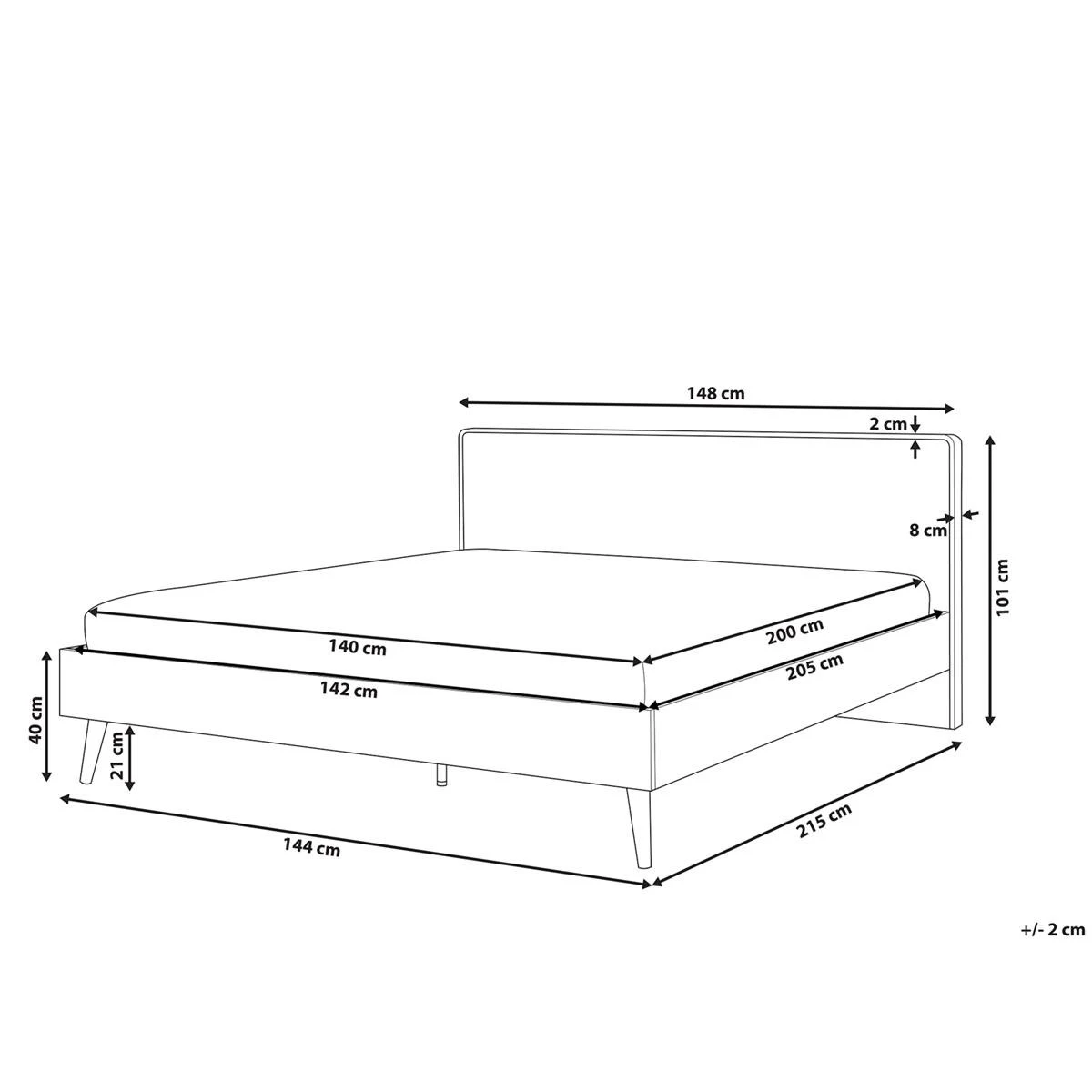 Beliani - SERRIS - Tweepersoonsbed - Wit - 140 X 200 Cm - Vezelplaat - Afbeelding 12