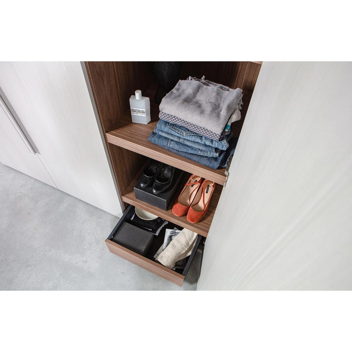 WOOOD Kledingkast 3-Deurs Rens - Noten|Grijs - 210x165x58 - Afbeelding 6