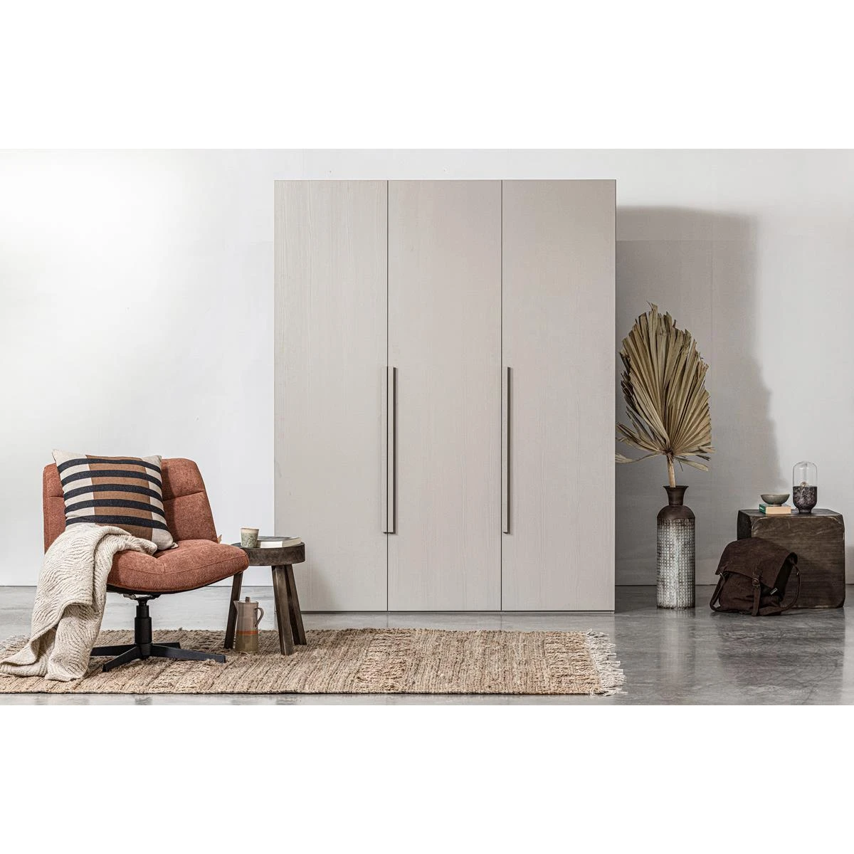 WOOOD Kledingkast 3-Deurs Rens - Noten|Grijs - 210x165x58 - Afbeelding 3