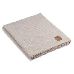 Knit Factory Maxx Gebreid Plaid - Woondeken - Beige - 160x130 Cm
