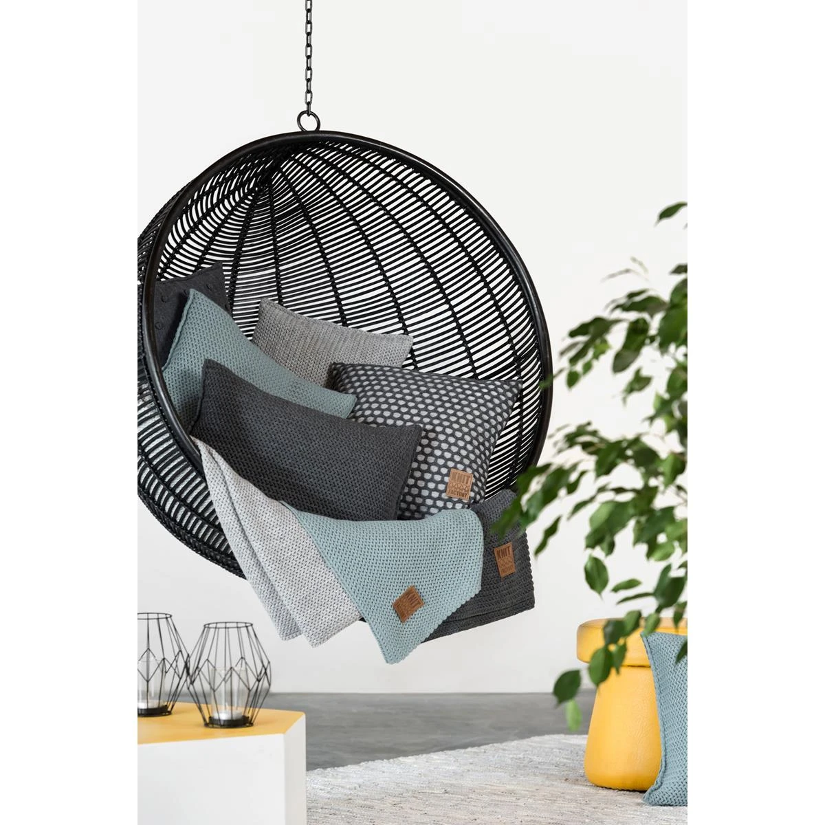 Knit Factory Maxx Gebreid Plaid - Woondeken - Beige - 160x130 Cm - Afbeelding 2