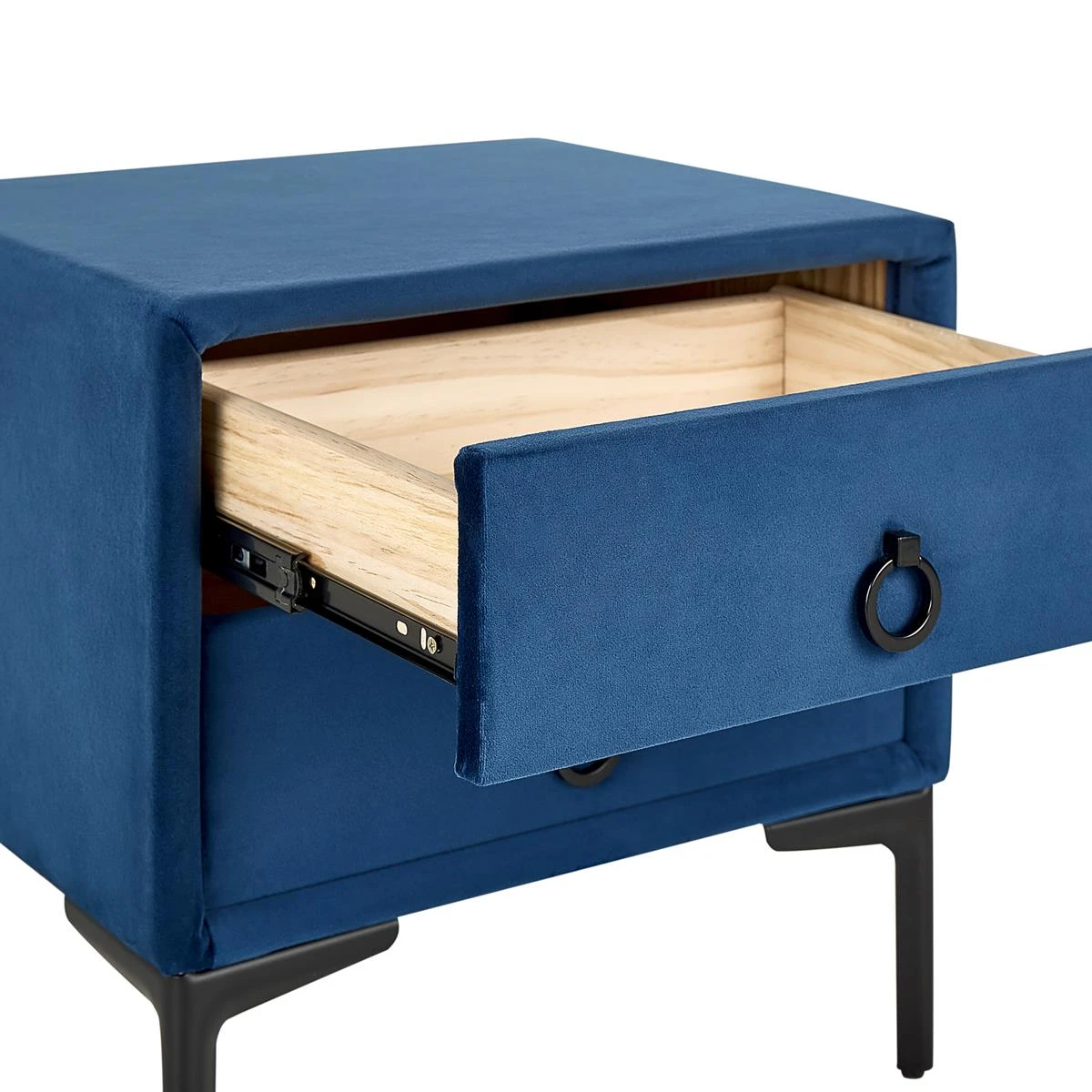 Beliani - SEZANNE - Nachtkastje - Blauw - Fluweel - Afbeelding 6