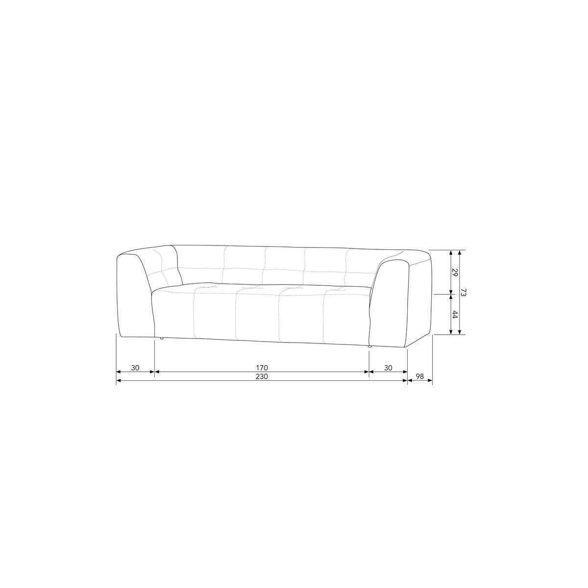 Basiclabel Grid 3-Zits Bank - Stof - Zand - 73x230x98 - Afbeelding 8