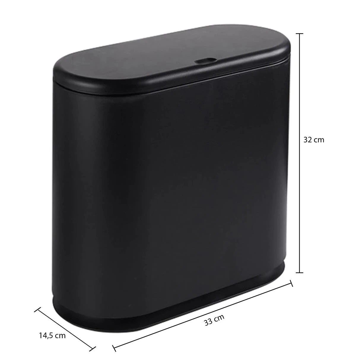 QUVIO Prullenbak Ovaal Klein - Zwart - Afbeelding 3