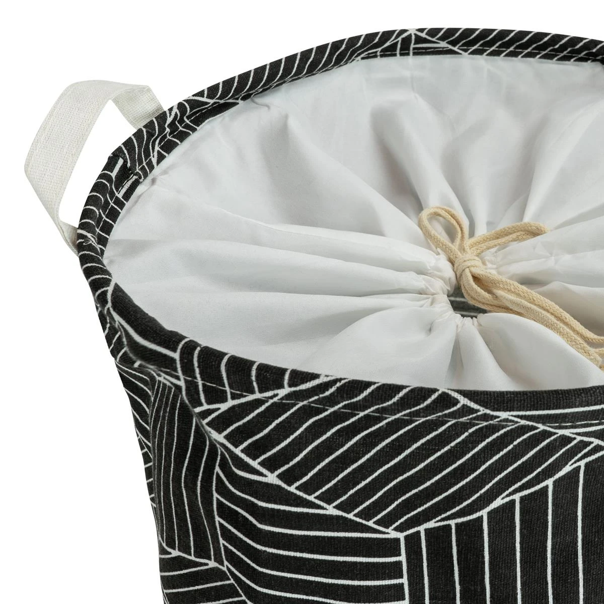 QUVIO Wasmand Rond Stof - Hexagon - Zwart - Afbeelding 2