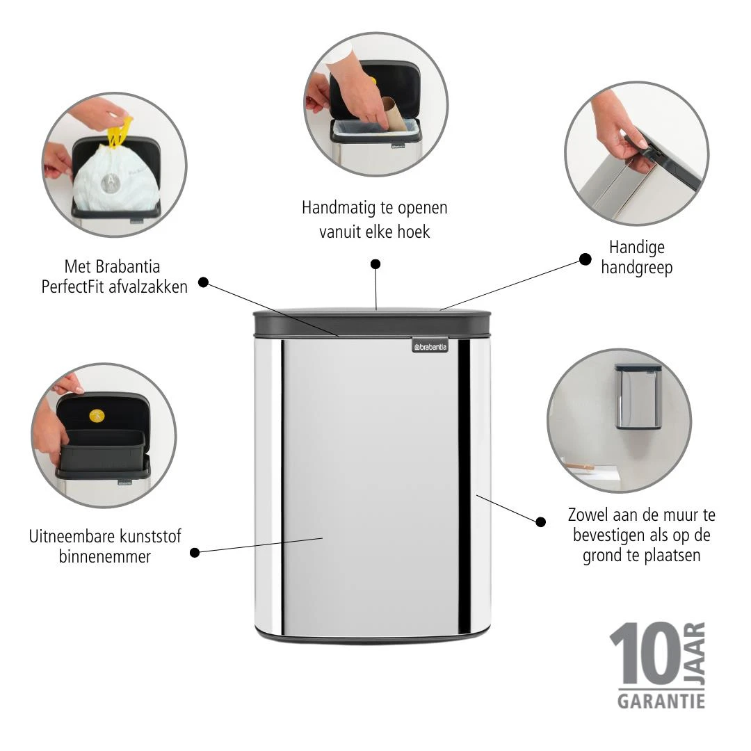 Brabantia Bo Afvalemmer 4 L - Brilliant Steel - Afbeelding 18