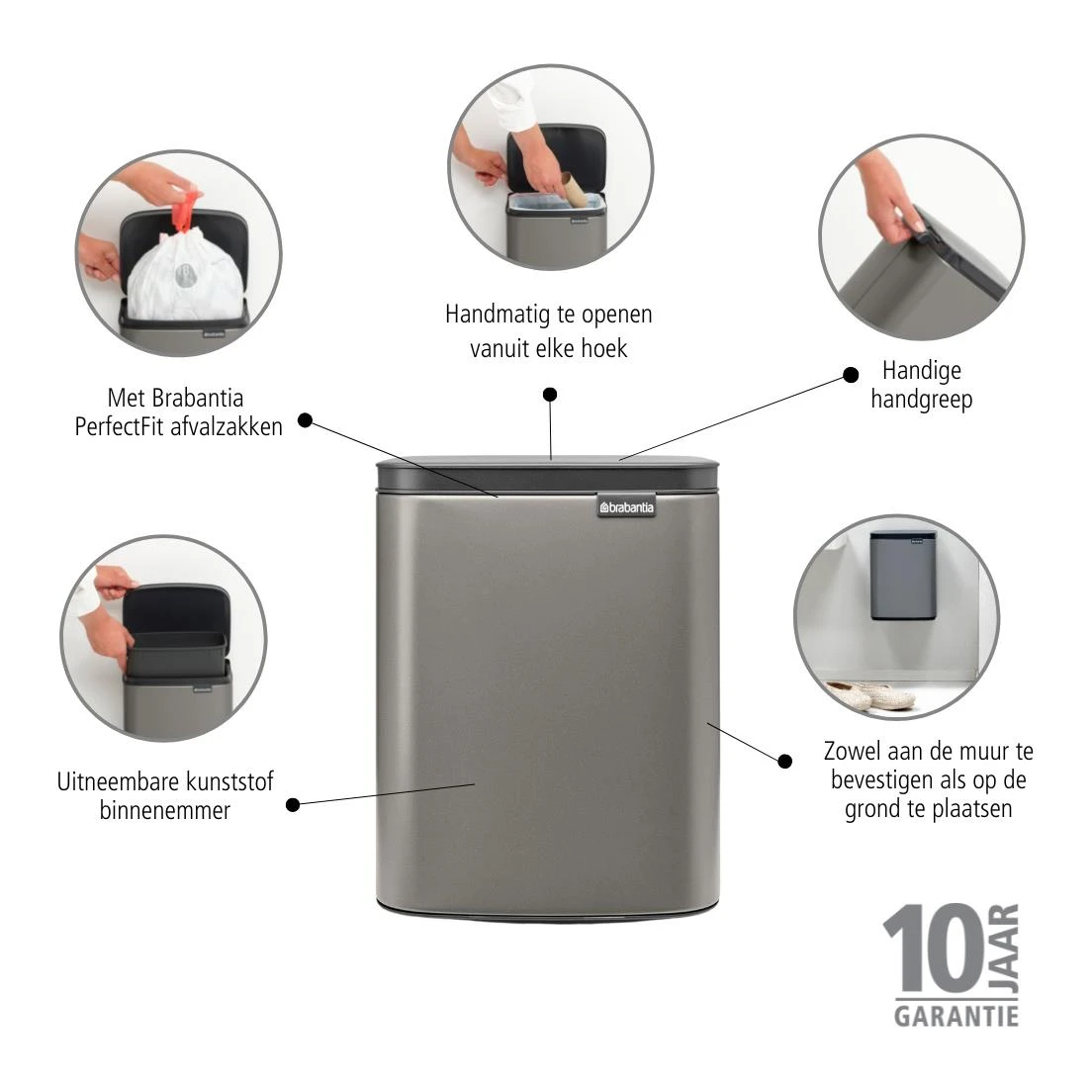 Brabantia Bo Afvalemmer 7 L - Platinum - Afbeelding 17