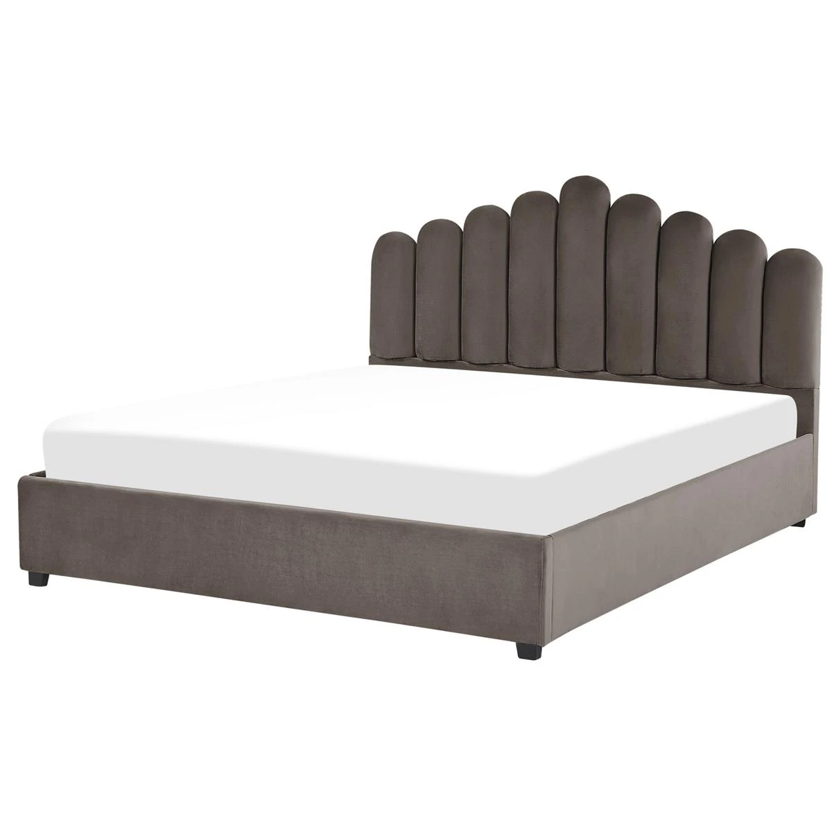 Beliani-VINCENNES -Tweepersoonsbed-Beige-180 X 200 Cm-Fluweel - Afbeelding 4