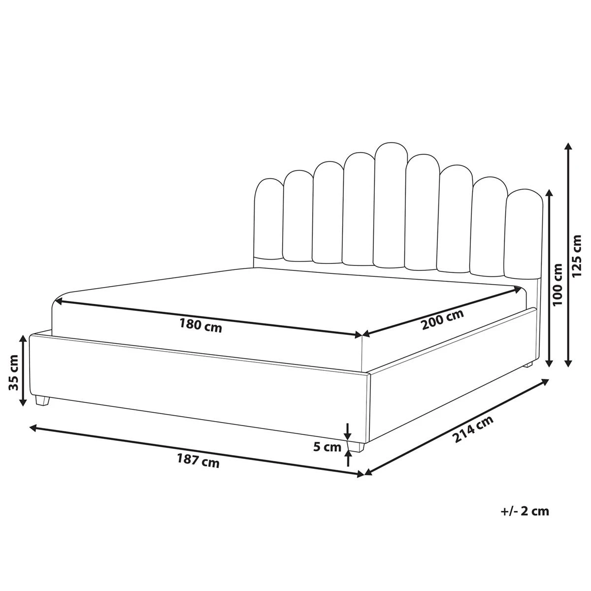 Beliani-VINCENNES -Tweepersoonsbed-Beige-180 X 200 Cm-Fluweel - Afbeelding 11