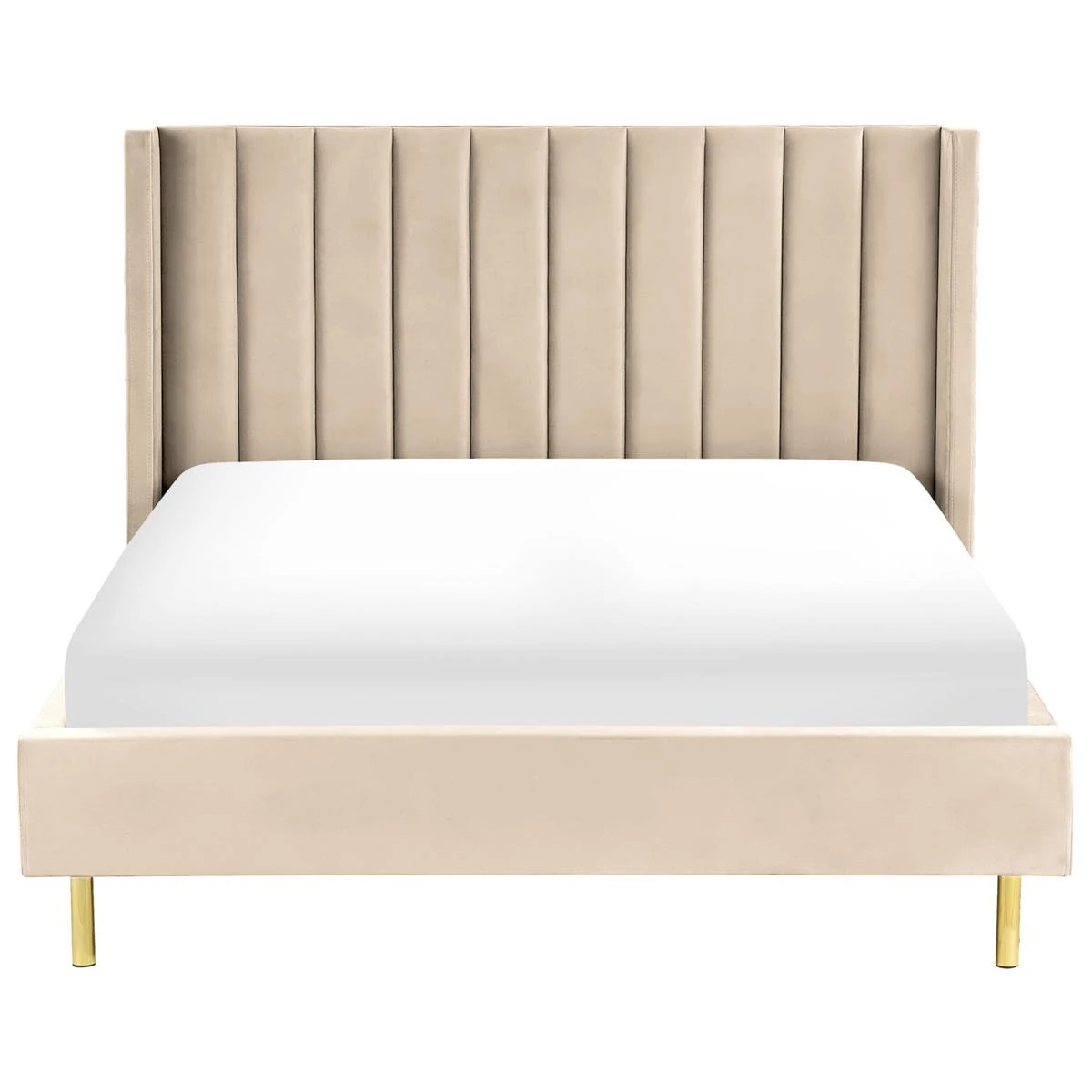 Beliani - VILETTE - Tweepersoonsbed - Beige - 140 X 200 Cm - Fluweel - Afbeelding 3