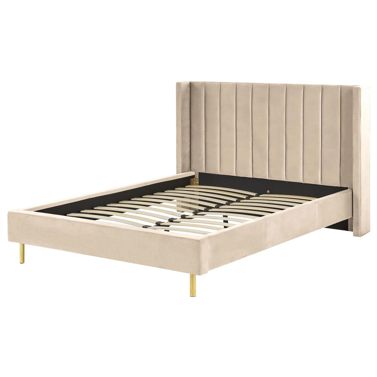 Beliani - VILETTE - Tweepersoonsbed - Beige - 140 X 200 Cm - Fluweel - Afbeelding 5