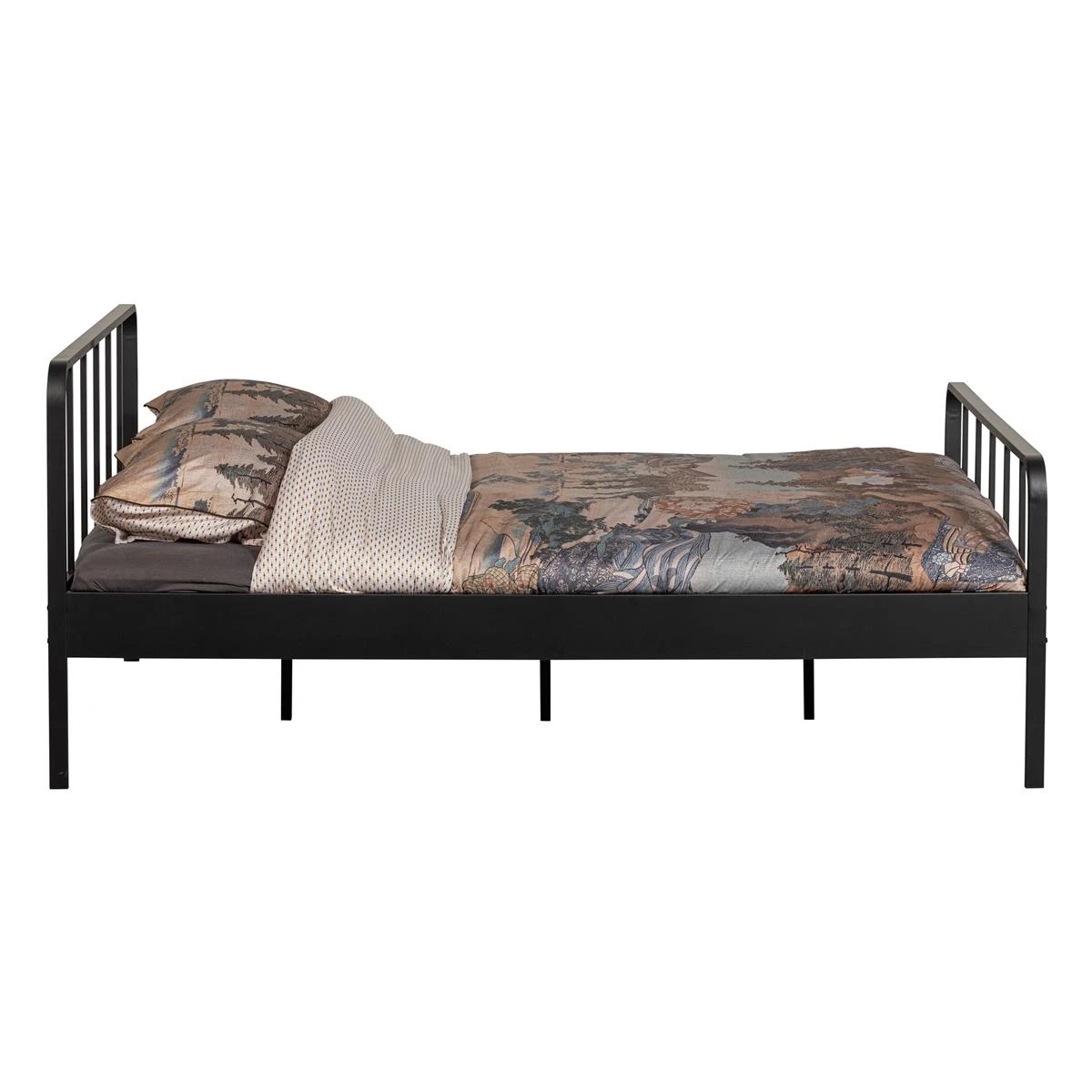 WOOOD Tweepersoonsbed Mees - Metaal - Zwart - 90x208x165