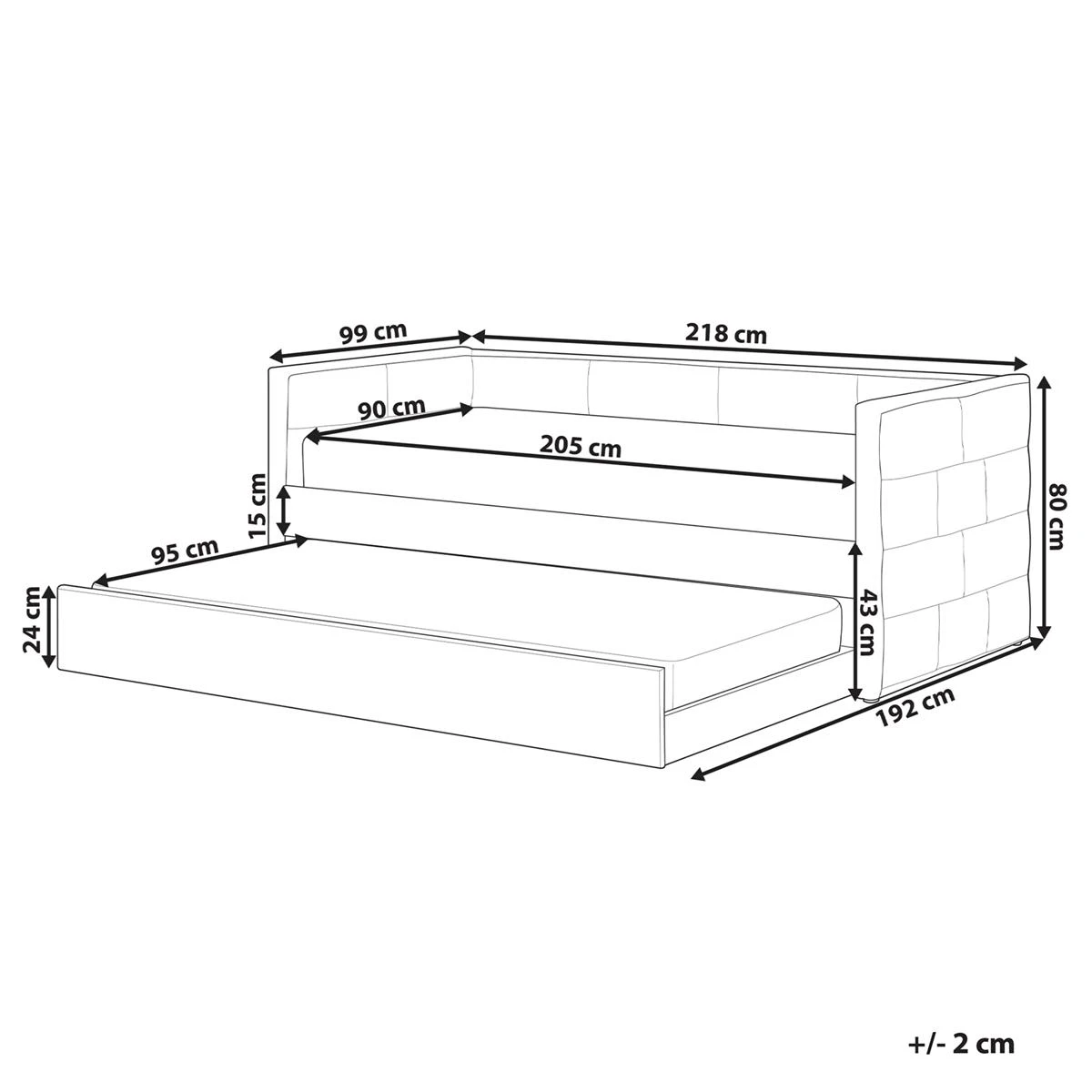 Beliani - CHAVONNE - Slaapbank - Lichtgrijs - 90 X 200 Cm - Fluweel - Afbeelding 7