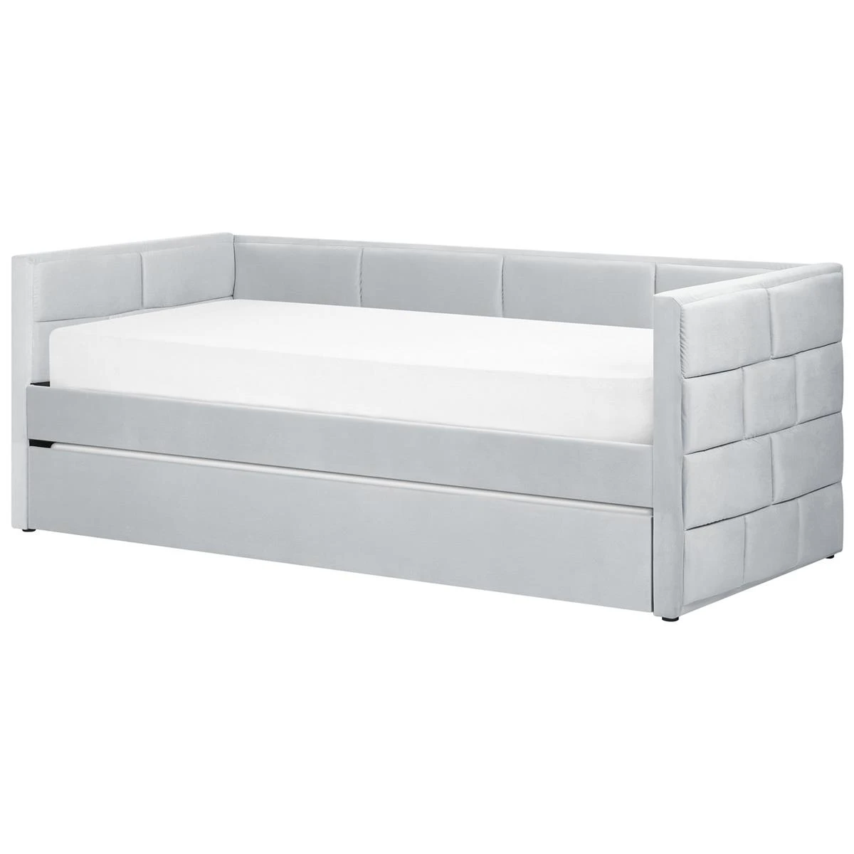 Beliani - CHAVONNE - Slaapbank - Lichtgrijs - 90 X 200 Cm - Fluweel - Afbeelding 8