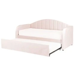 Beliani - EYBURIE - Onderschuifbed - Roze - 90 X 200 Cm - Fluweel