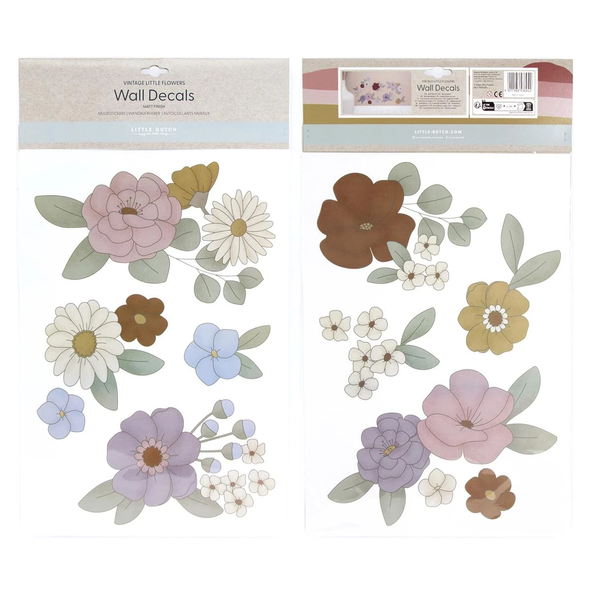 Little Dutch |Luxe Muurstickers - Vintage Little Flowers - 2x 42x30cm