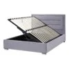 Beliani-ROUEN-Bed Met Opbergruimte-Grijs-140 X 200 Cm-Fluweel