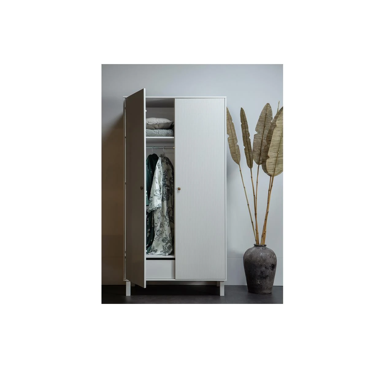 WOOOD Madu Garderobekast - Grenen - Wolkengrijs - 195x100x53 - Afbeelding 4