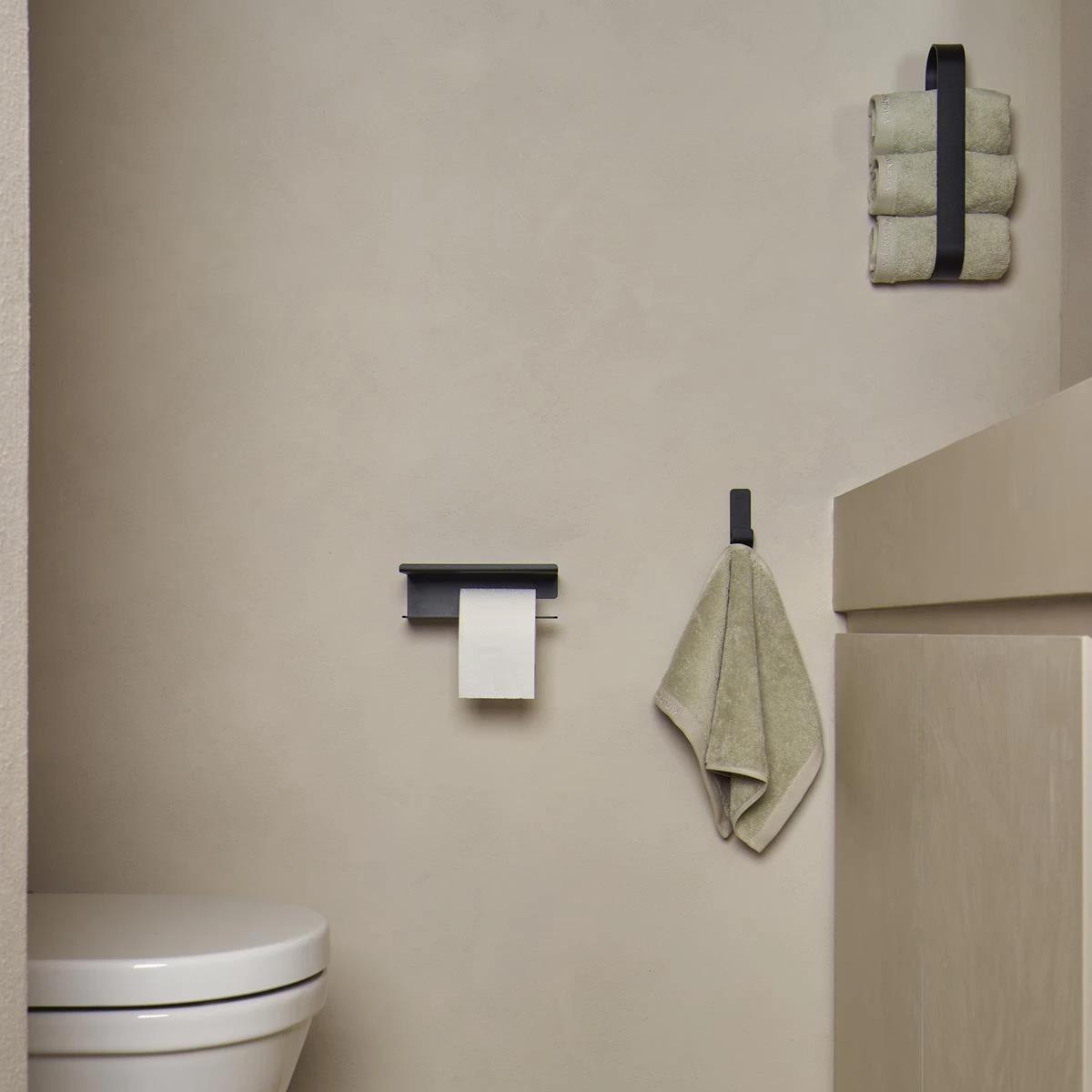 Aquanova Cyra Toiletrolhouder Met Planchet - Zwart - Afbeelding 2