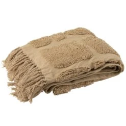 J-Line Plaid Sidney - Polyester - Beige - 192 X 123 Cm