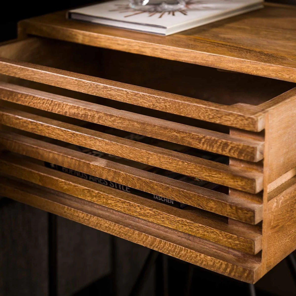 MOOS Teun Nachtkastje Met Lade - Mangohout - Afbeelding 4