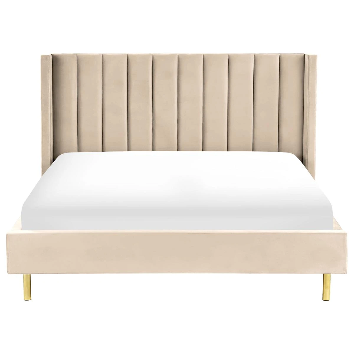 Beliani - VILLETTE - Tweepersoonsbed - Beige - 180 X 200 Cm - Fluweel - Afbeelding 3